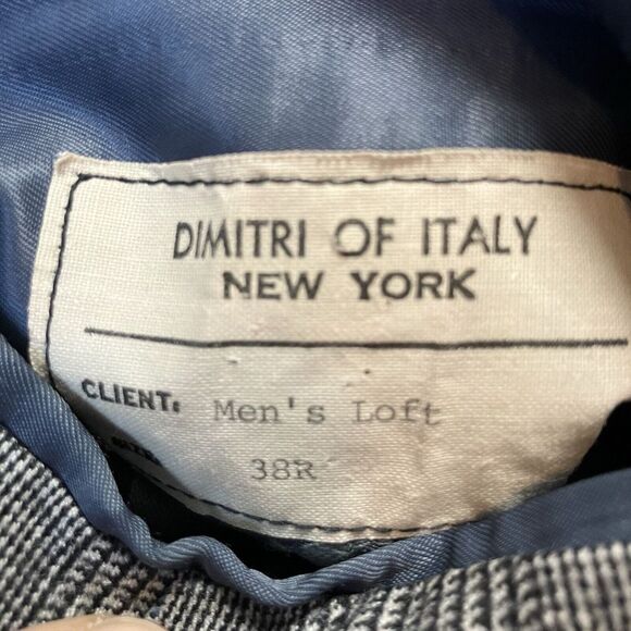 Dimitri Sport Coat Mens 38 Gray Windowpane Plaid Single Breasted Wool Blend - Picture 9 of 9